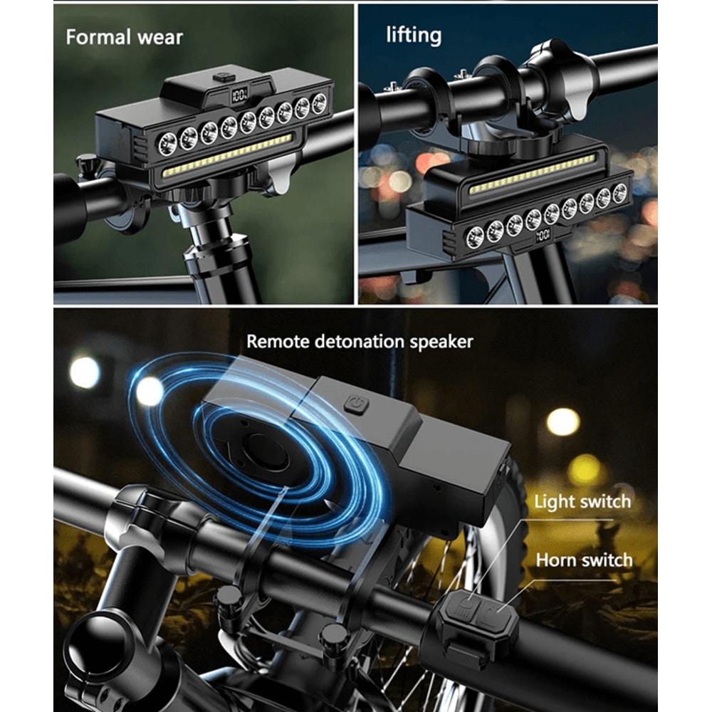 NightGuard USB Rechargeable Bicycle Headlight With Horn For Safer Riding 1