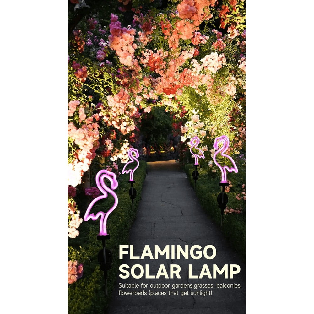 FlamingoGlow Solar Garden Light For Outdoor Pathways And Patio Decor 0