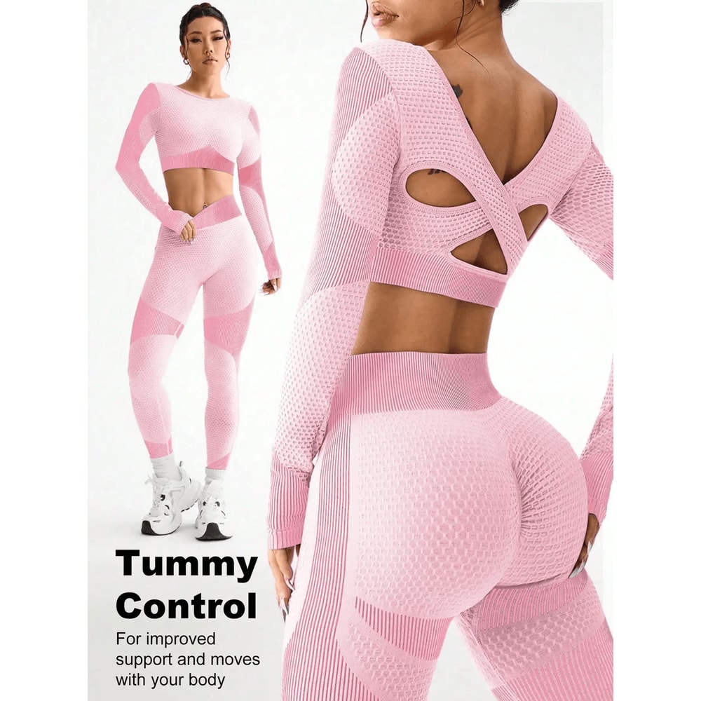 FlexMotion Seamless Yoga Set For Women Breathable Sports Suit 0