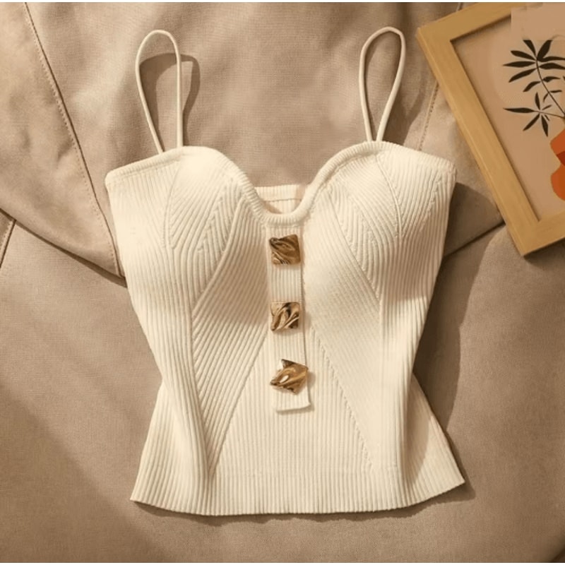 VelaFit Knitted Deep V Neck Tank Top For Summer Styling 2