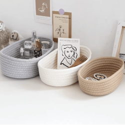 nordic cotton rope storage basket woven desktop organizer box