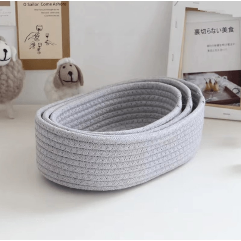Nordic Cotton Rope Storage Basket Woven Desktop Organizer Box 1