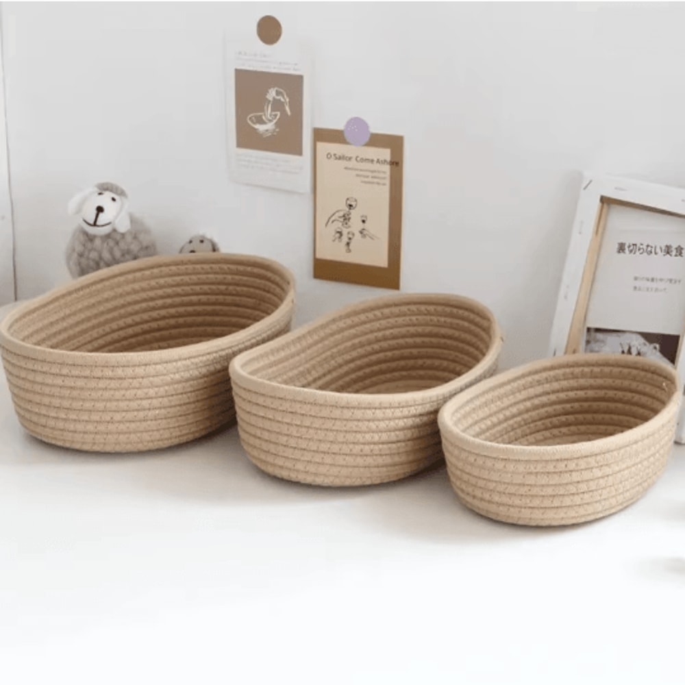 Nordic Cotton Rope Storage Basket Woven Desktop Organizer Box 2