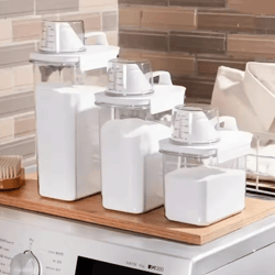 airtight laundry detergent dispenser clear powder and liquid storage container