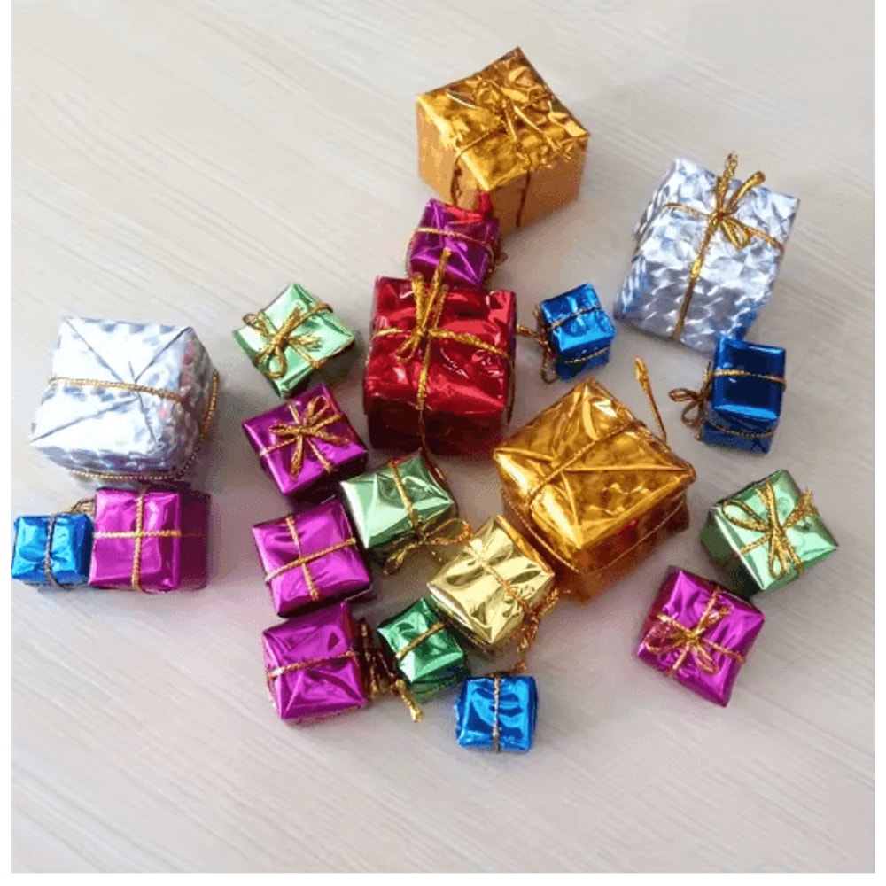 Mini Christmas Gift Box Ornaments Colorful Tree Decoration Set 50 Pieces 0