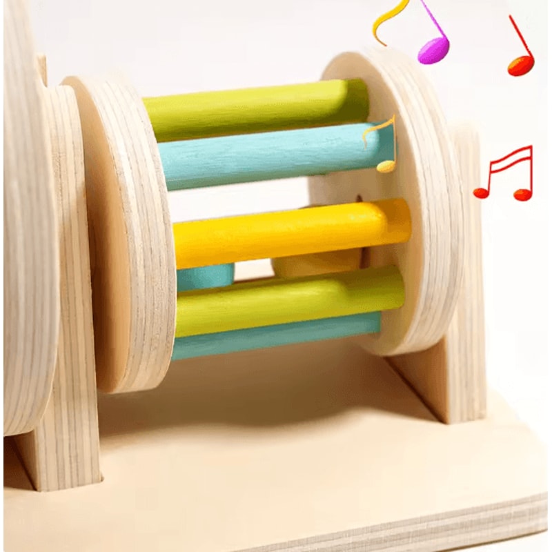 Montessori Wooden Spinning Drum Baby Sensory Toy For Toddlers 1