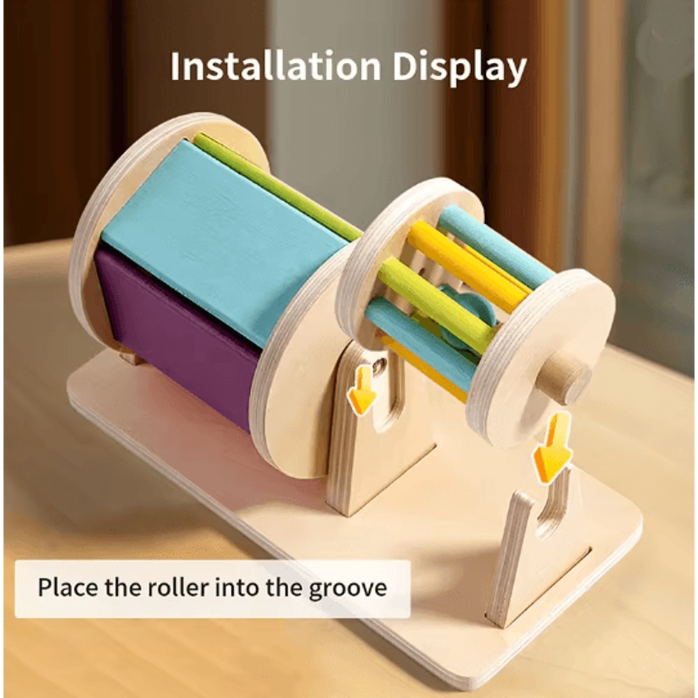 Montessori Wooden Spinning Drum Baby Sensory Toy For Toddlers 2