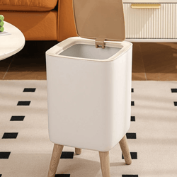 modern press lid trash can with wood grain design for bedroom bathroom and living room