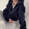 Cropped Fleece Lined Zip Up Hoodie For Women Slim Fit Warm Sweatshirt 5