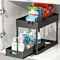2 Tier Under Sink Organizer Sliding Cabinet Storage Rack With Hooks 2