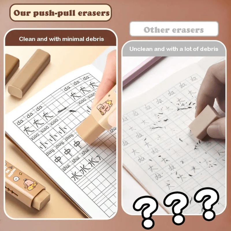 Cute Capybara Push Pull Eraser Replaceable Cartoon Silicone Eraser 2