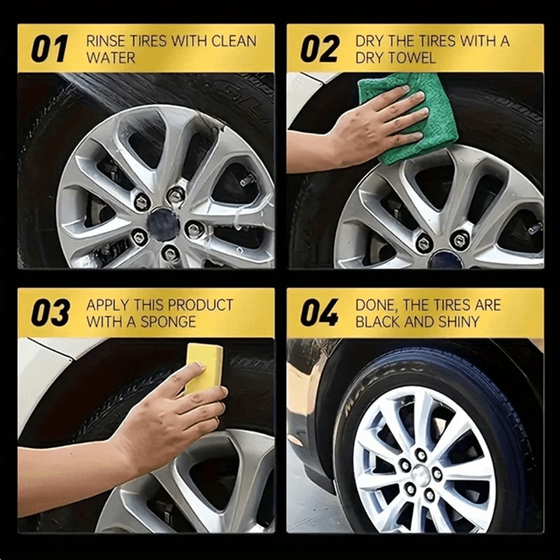 Tire Blackening Wax With Sponge Applicator For Long Lasting Shine And Protection 3