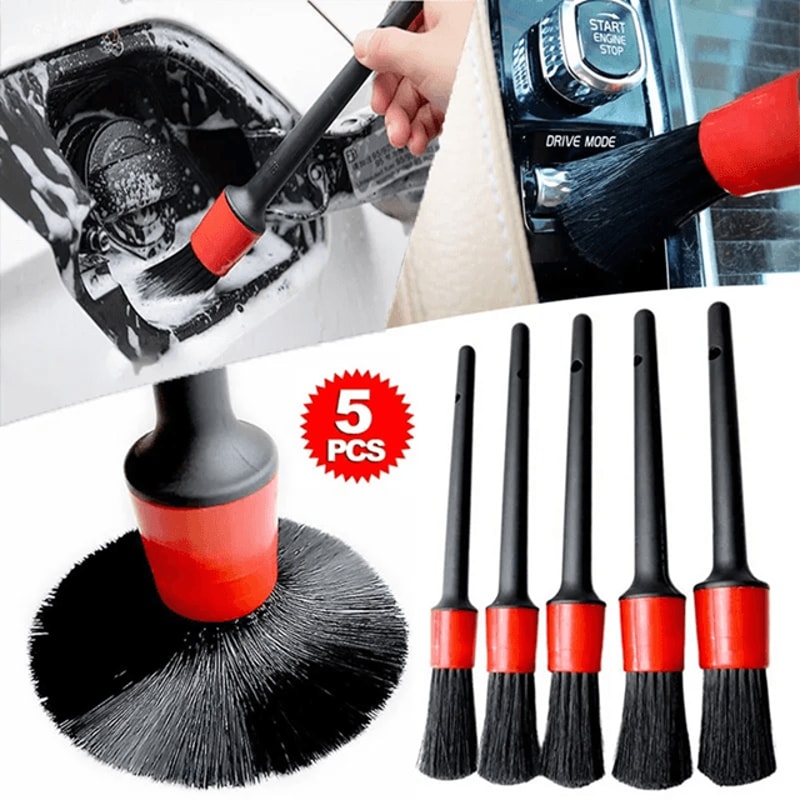 5 Piece Car Cleaning Brush Kit For Interior Detailing And Wheel Care 0