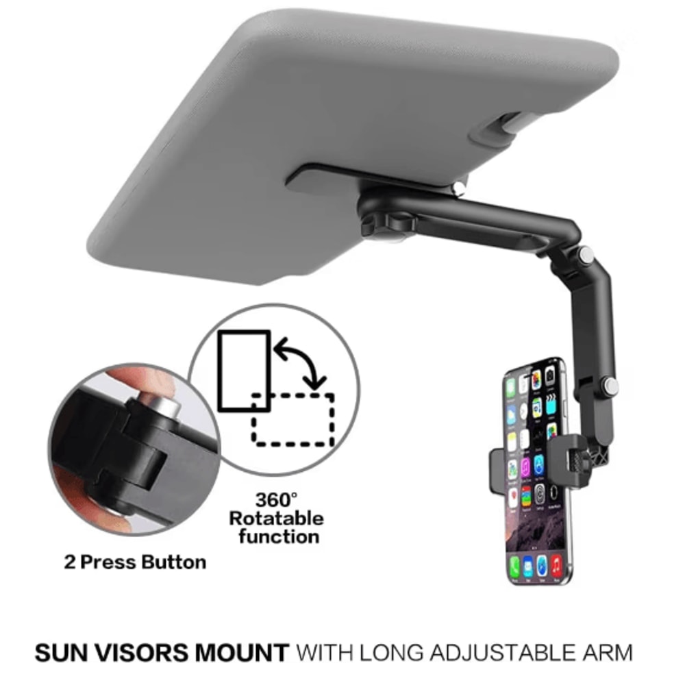 360 Degree Sun Visor Phone Holder For Hands Free Car Use 1