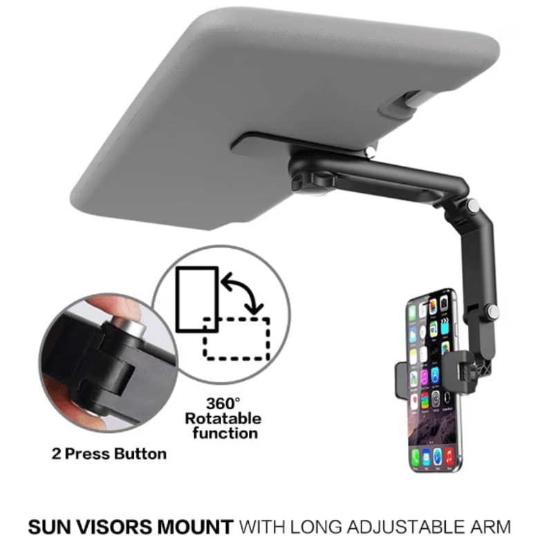 360 Degree Sun Visor Phone Holder For Hands Free Car Use 1