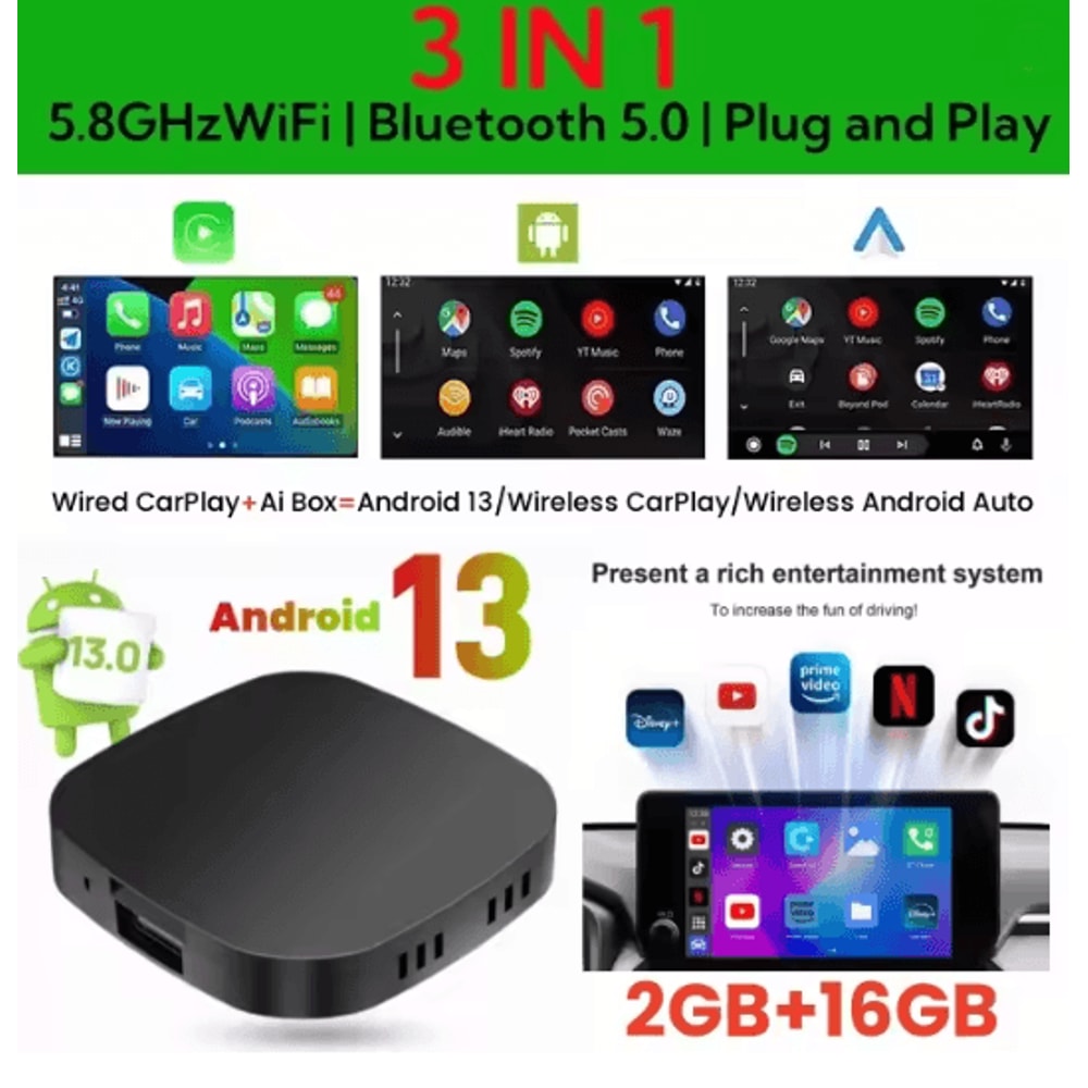 Android 13 CarPlay AI Box With Wireless Android Auto And Smart Streaming 3