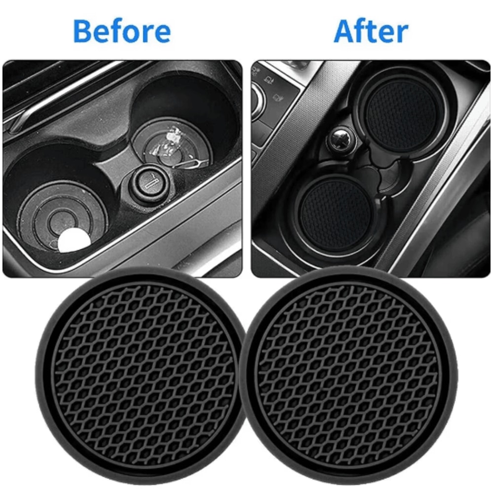 Non Slip Car Cup Holder Coasters Set For Interior Protection 3