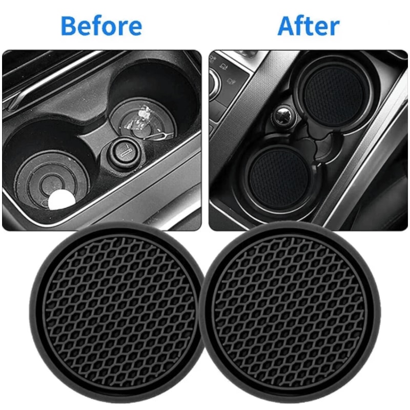 Non Slip Car Cup Holder Coasters Set For Interior Protection 3