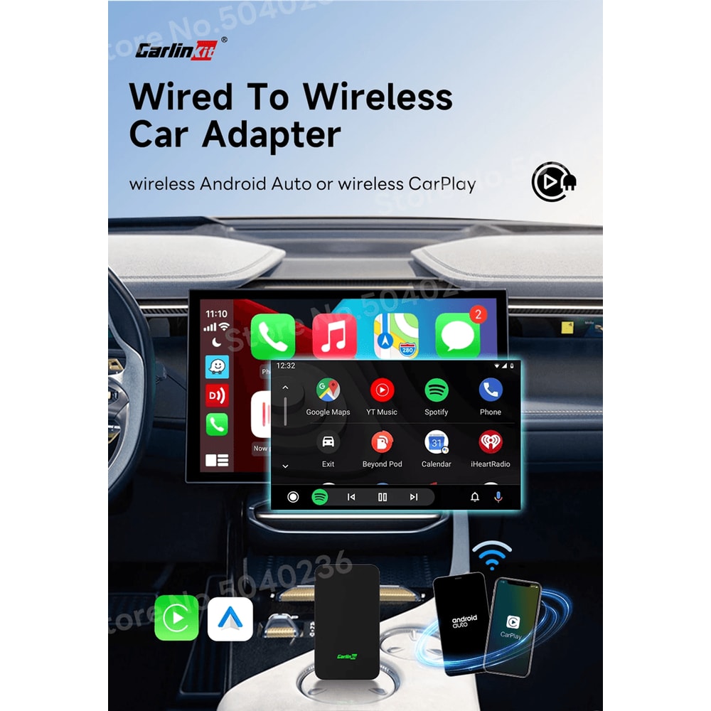 CarlinKit 50 Wireless CarPlay And Android Auto Adapter With Dual Band WiFi 0