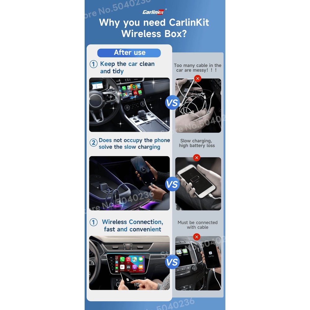 CarlinKit 50 Wireless CarPlay And Android Auto Adapter With Dual Band WiFi 2