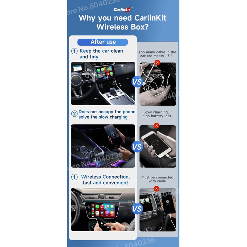 CarlinKit 50 Wireless CarPlay And Android Auto Adapter With Dual Band WiFi 2