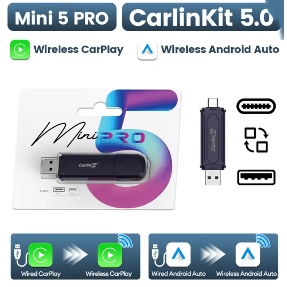 CarlinKit 50 Wireless CarPlay And Android Auto Adapter With Dual Band WiFi 3