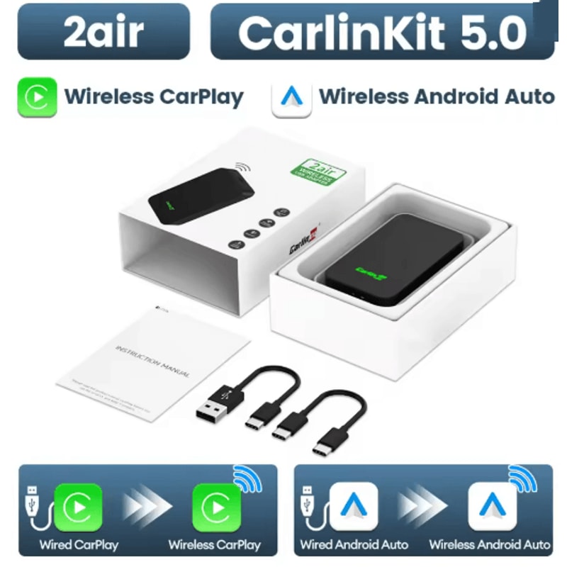 CarlinKit 50 Wireless CarPlay And Android Auto Adapter With Dual Band WiFi 4