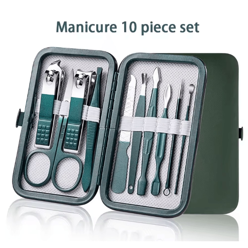 Professional Stainless Steel Manicure Pedicure Nail Care Kit Travel Grooming Set 9