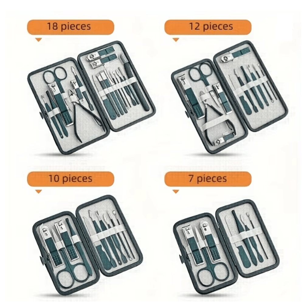 Professional Stainless Steel Manicure Pedicure Nail Care Kit Travel Grooming Set 2