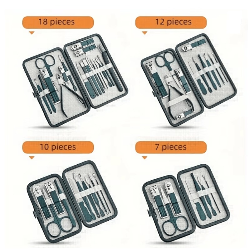 Professional Stainless Steel Manicure Pedicure Nail Care Kit Travel Grooming Set 2