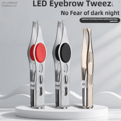 led eyebrow tweezers stainless steel precision hair removal tool