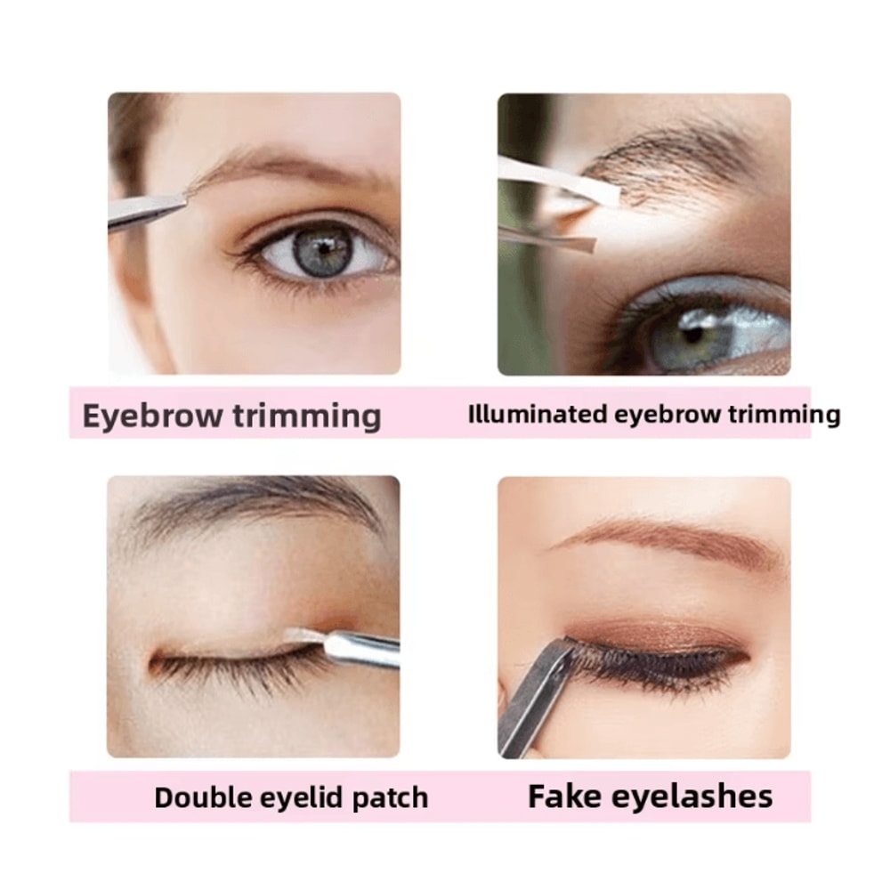 LED Eyebrow Tweezers Stainless Steel Precision Hair Removal Tool 2