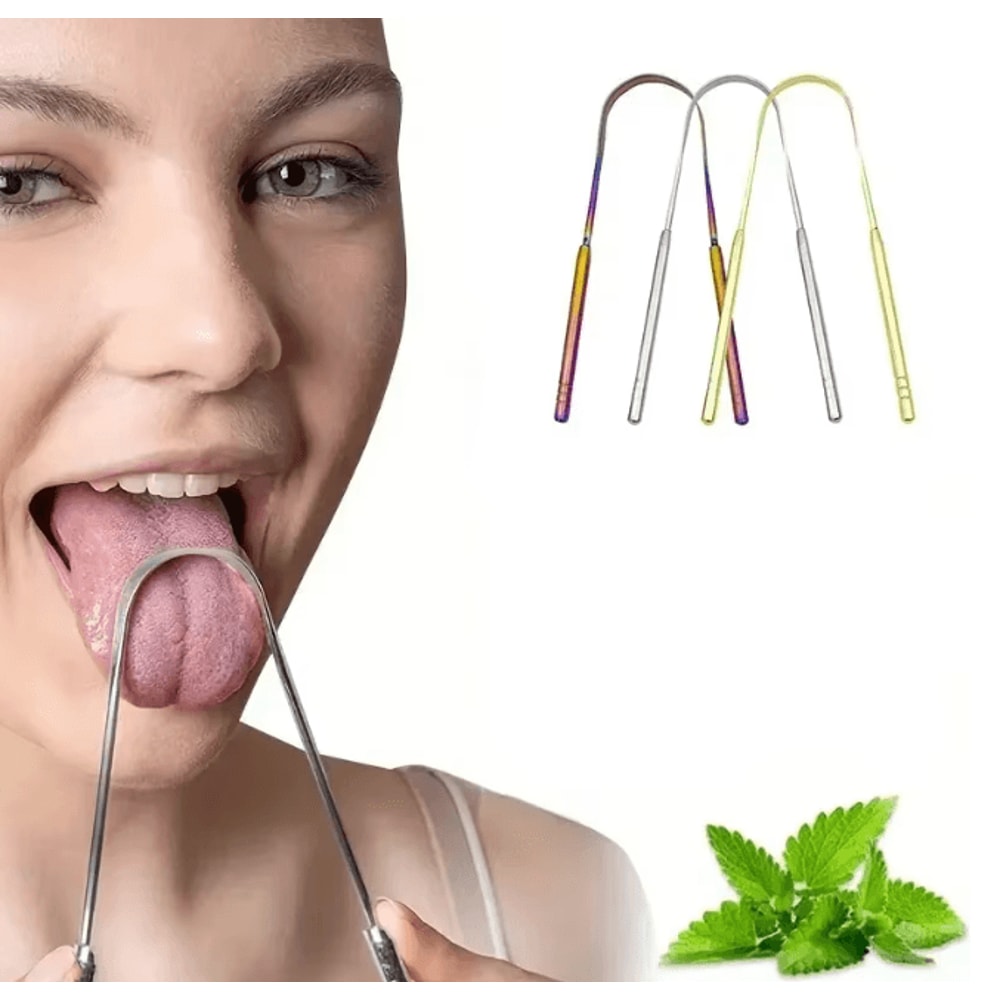 Stainless Steel Tongue Scraper Fresh Breath Oral Hygiene Cleaning Tool 0