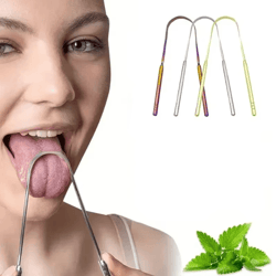 stainless steel tongue scraper fresh breath oral hygiene cleaning tool
