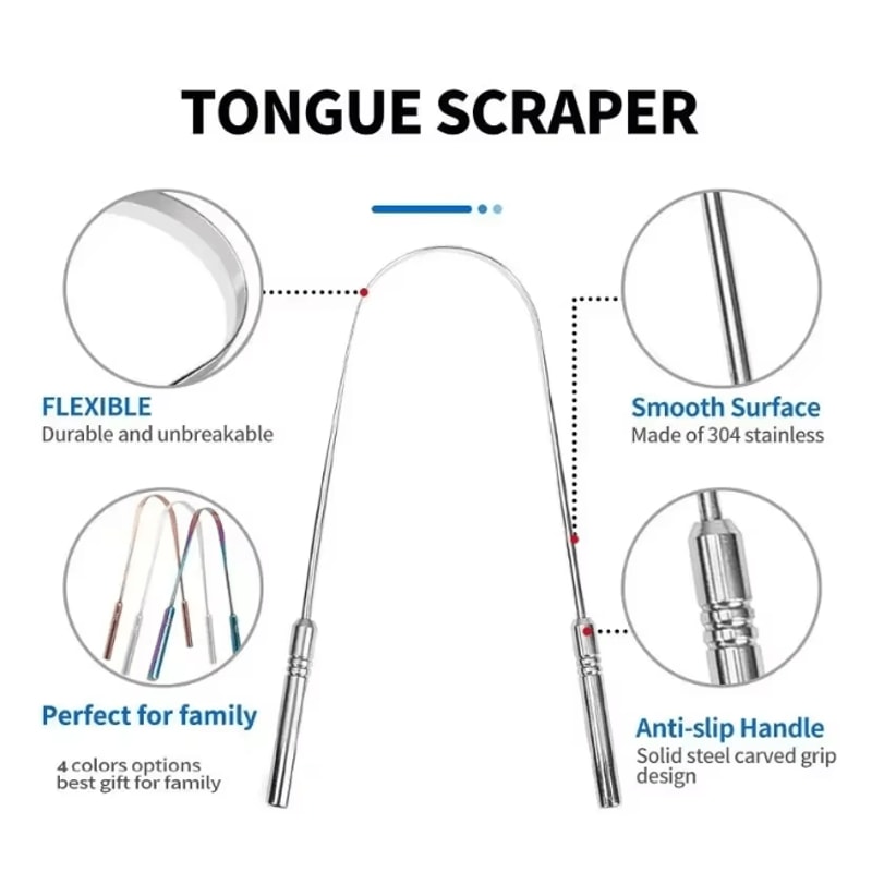 Stainless Steel Tongue Scraper Fresh Breath Oral Hygiene Cleaning Tool 1