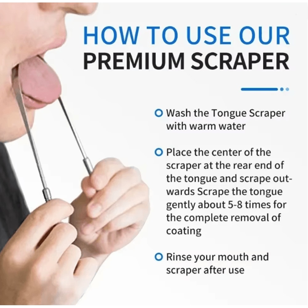 Stainless Steel Tongue Scraper Fresh Breath Oral Hygiene Cleaning Tool 2
