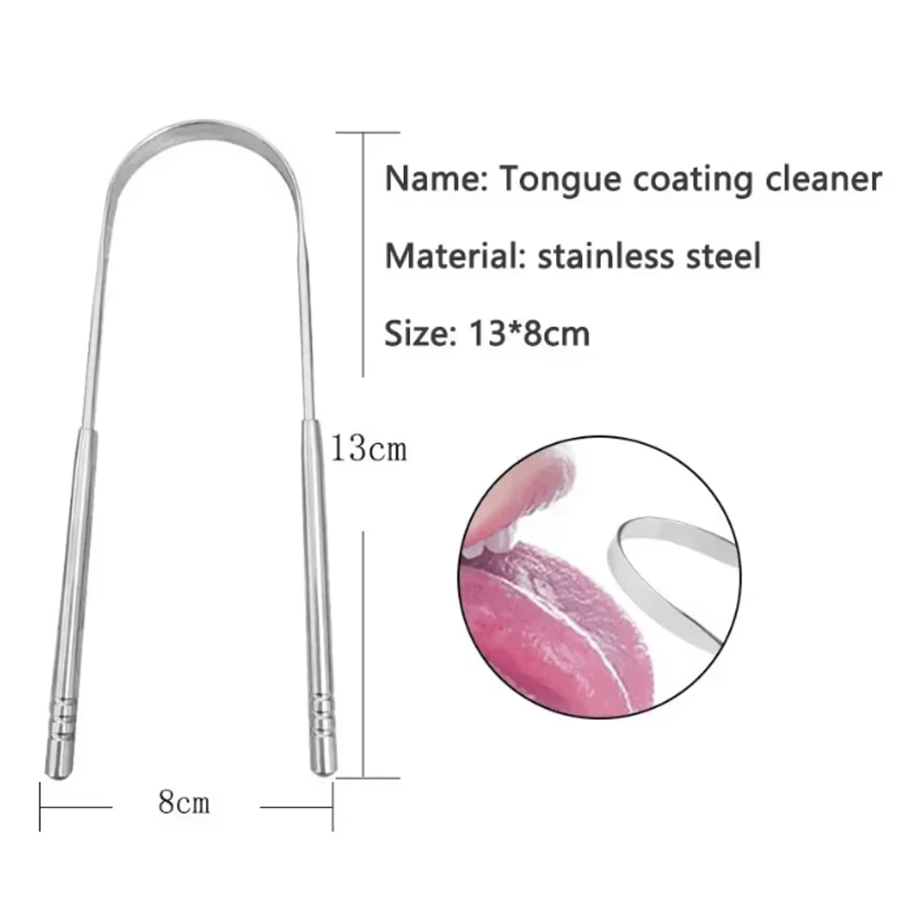 Stainless Steel Tongue Scraper Fresh Breath Oral Hygiene Cleaning Tool 3