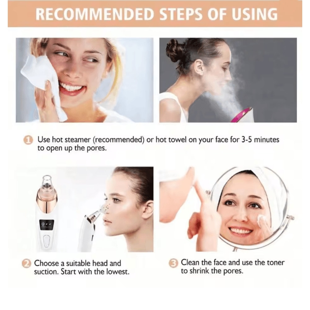 ClearGlow Facial Pore Cleaner Blackhead Remover Vacuum Kit 3