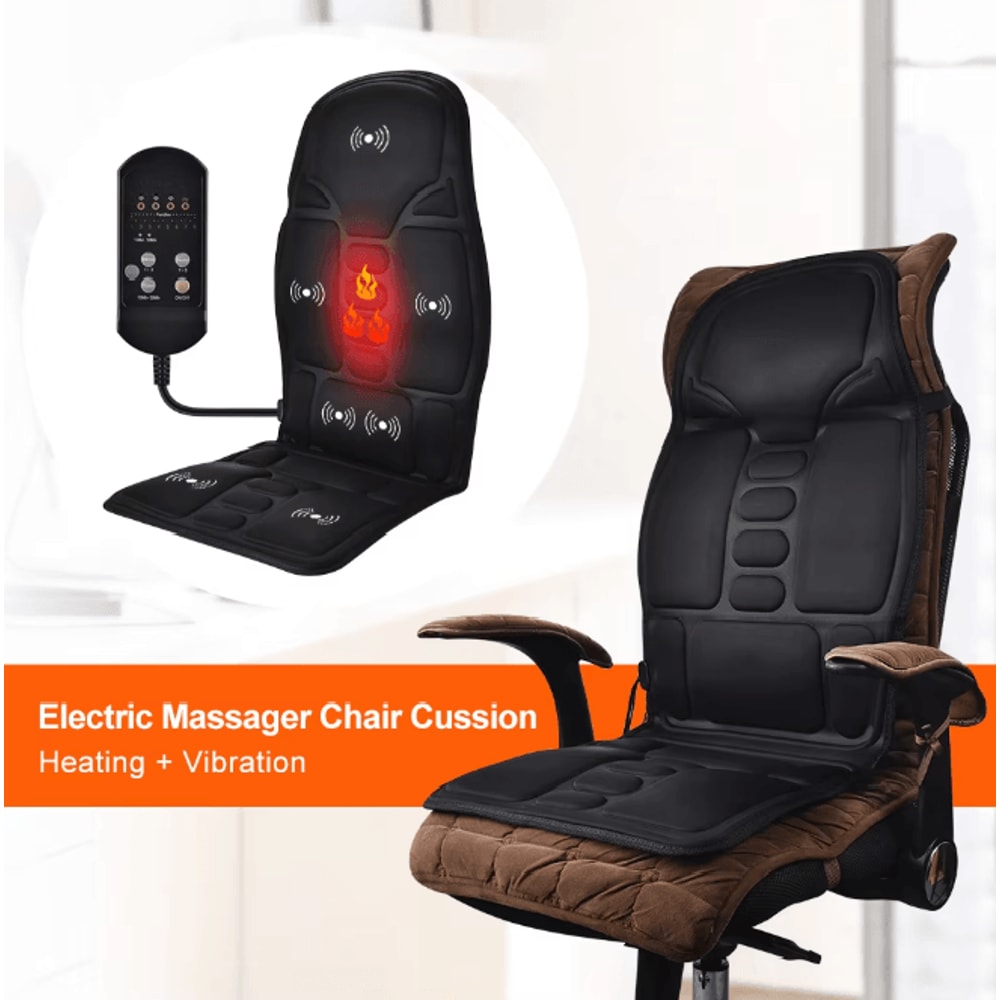 RelaxPro Heated Massage Chair Pad Back And Neck Massager Cushion 0