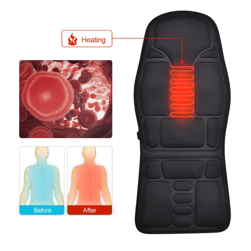 RelaxPro Heated Massage Chair Pad Back And Neck Massager Cushion 1
