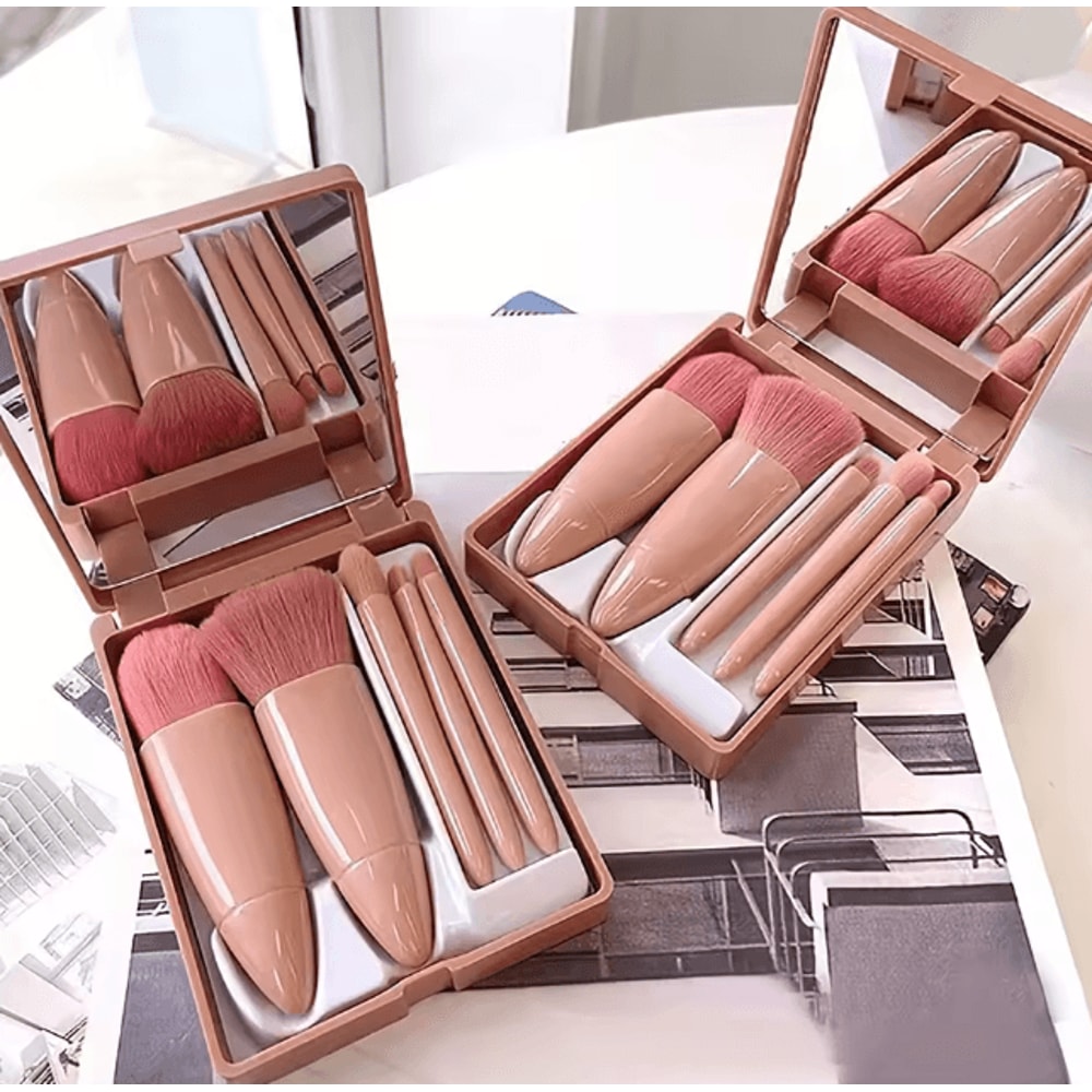 MirrorFold Mini Makeup Brush Set Travel Brush Kit With Mirror 1