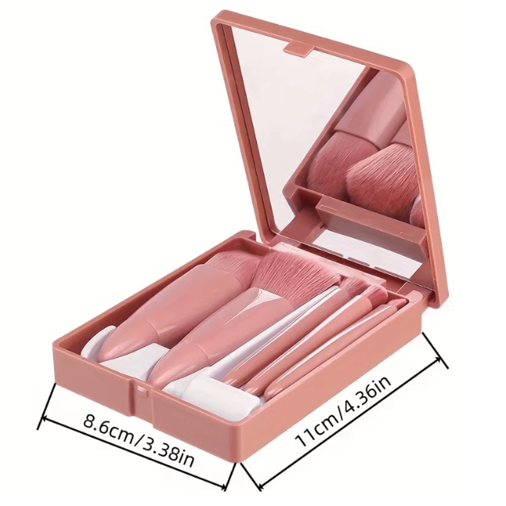 MirrorFold Mini Makeup Brush Set Travel Brush Kit With Mirror 3