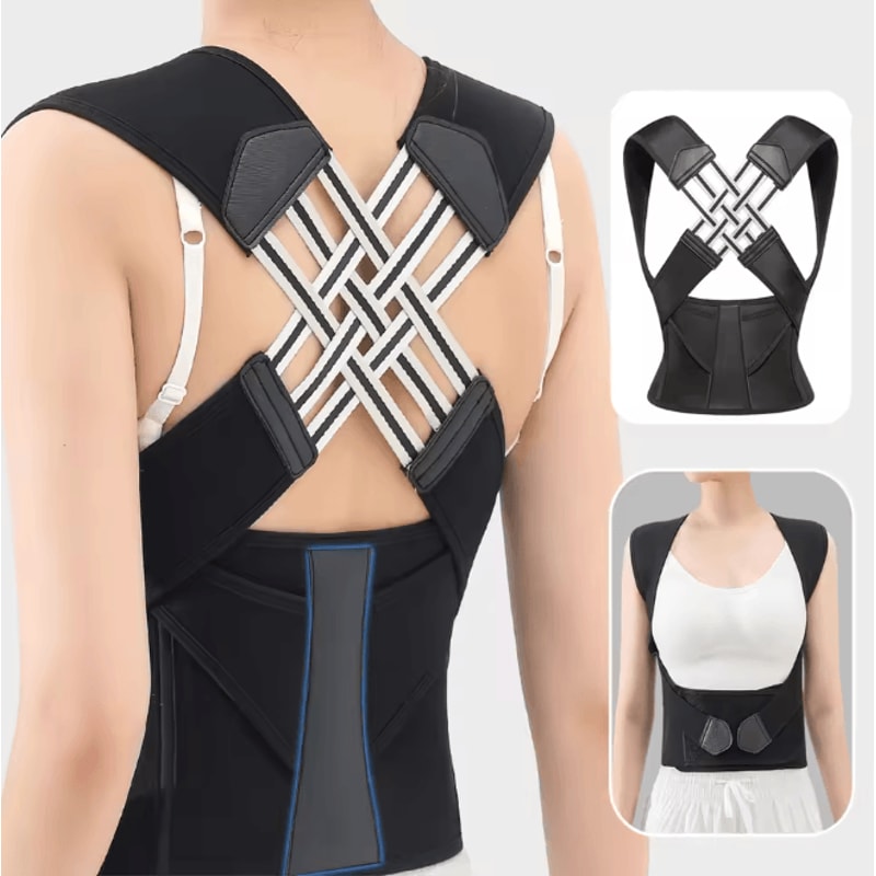 PostureFlex Back Posture Corrector Brace Adjustable Shoulder Support Belt 0