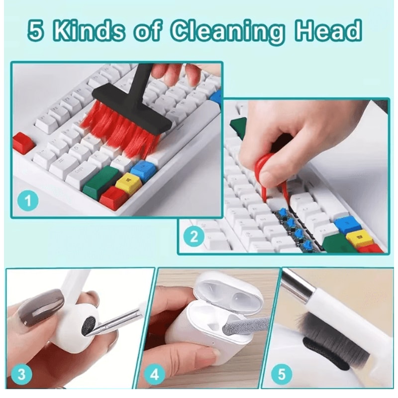 CleanTech 5 In 1 Keyboard And Earbuds Cleaning Kit With Keycap Puller 1
