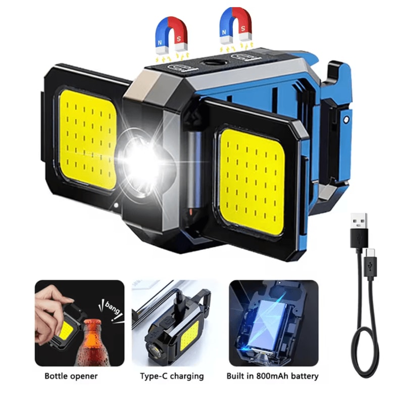 FlexBeam Mini Flashlight Keychain USB Rechargeable COB Work Light 5