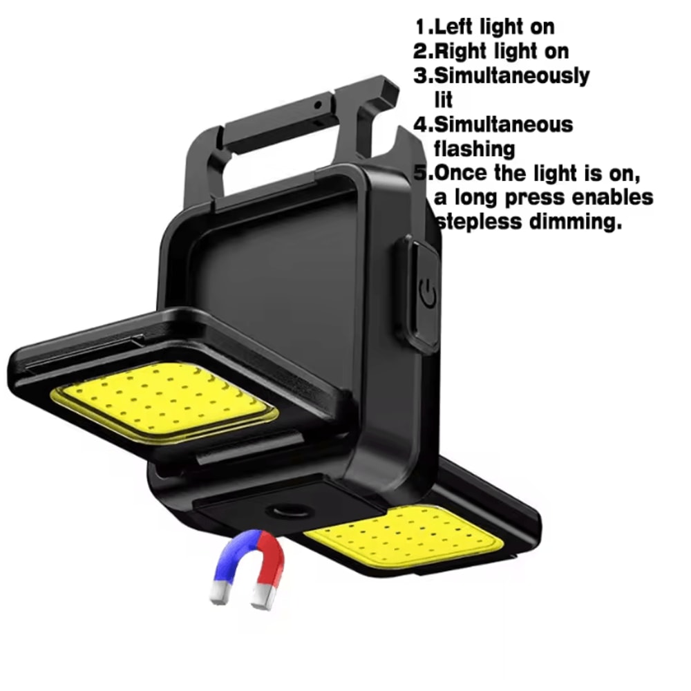 FlexBeam Mini Flashlight Keychain USB Rechargeable COB Work Light 10