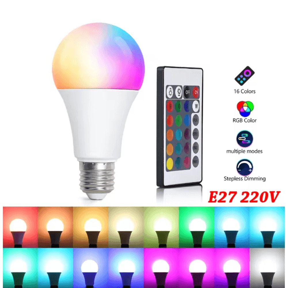 ColorAura RGB LED Light Bulb 16 Color Dimmable E27 Smart Bulb With Remote 0