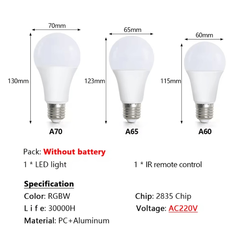 ColorAura RGB LED Light Bulb 16 Color Dimmable E27 Smart Bulb With Remote 1