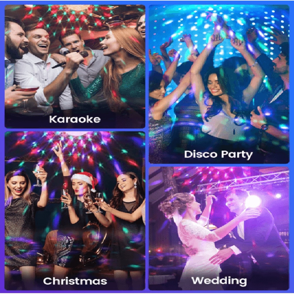 PartyPulse RGB Sound Activated Disco Ball Light With Remote Control 2