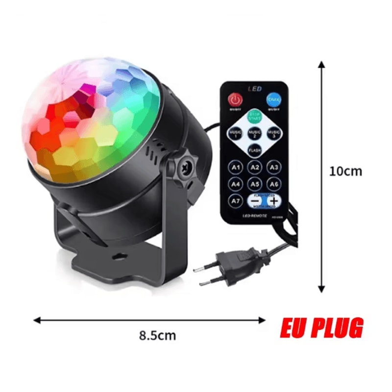 PartyPulse RGB Sound Activated Disco Ball Light With Remote Control 6